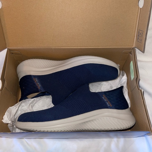 Sketchers Slip-Ins Ultra Flex Smooth Navy - NIB Mens Size 11.5 Wide - Picture 1 of 6